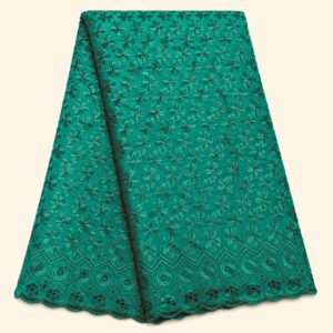 41” Wide Eyelet Floral Embroidered Fabric - Green